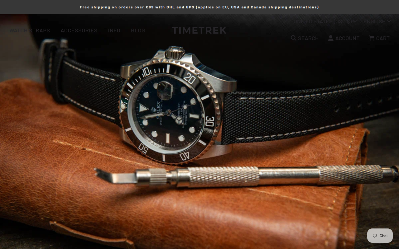 Screenshot van timetrek.shop
