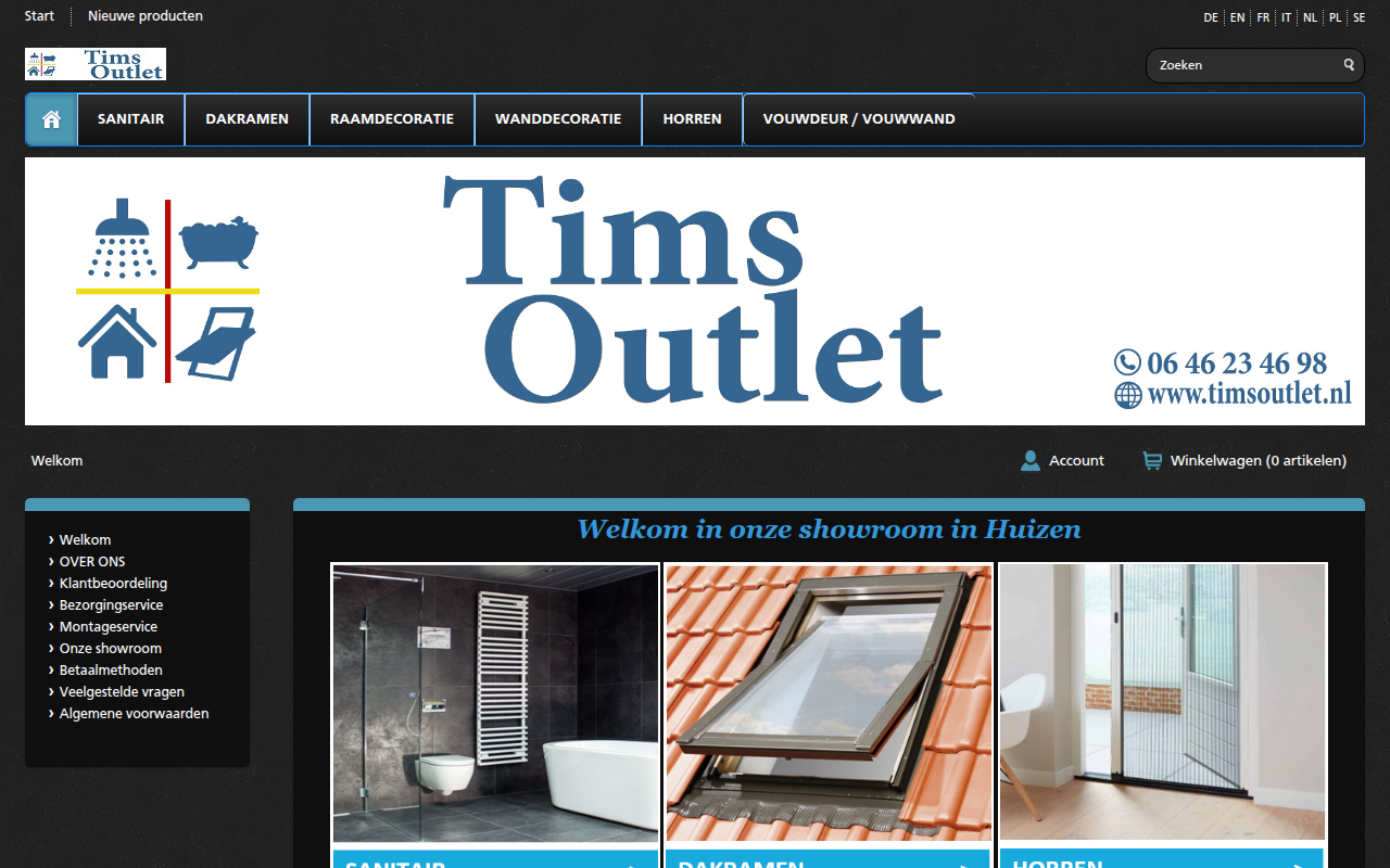 Screenshot van timsoutlet.nl