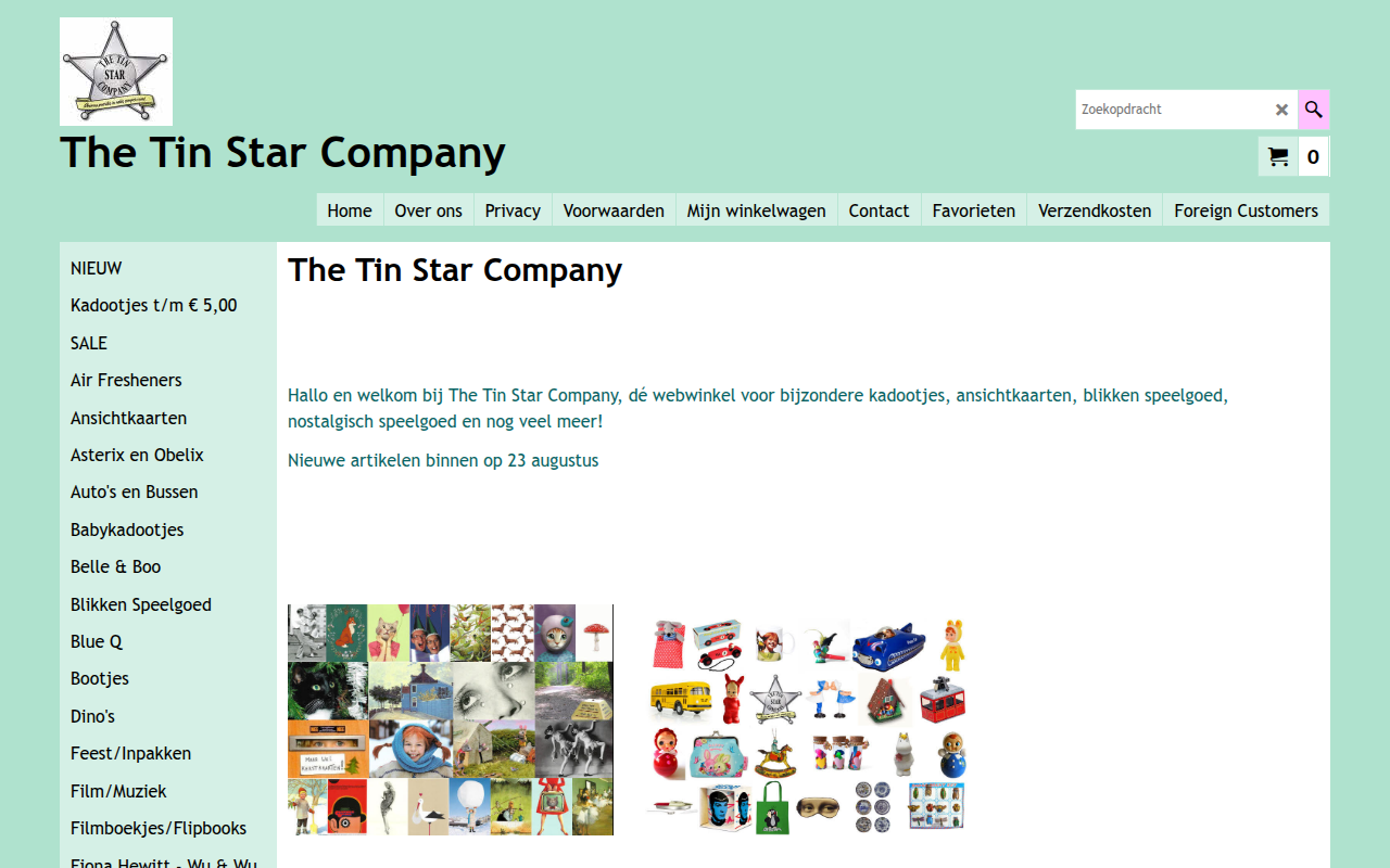 Screenshot van tinstarcompany.com