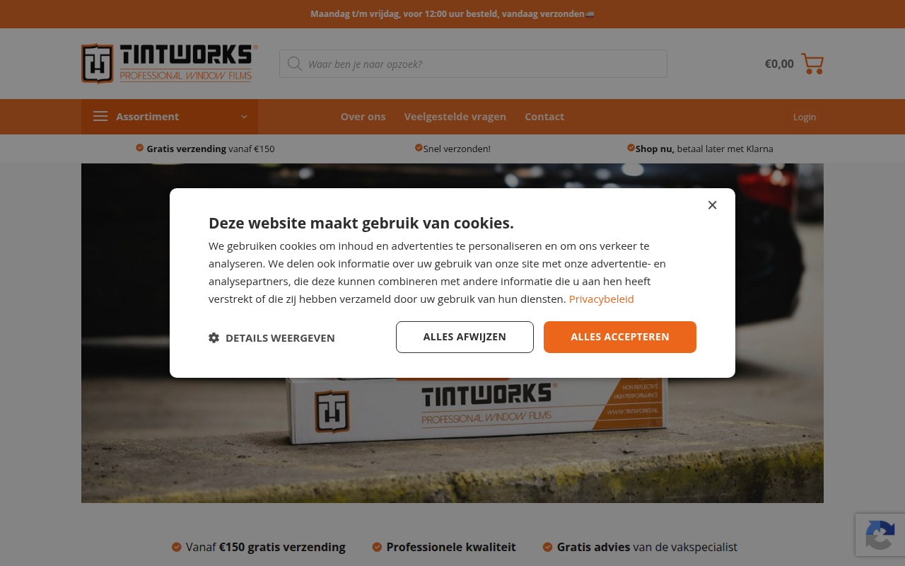 Screenshot van tintworks.nl