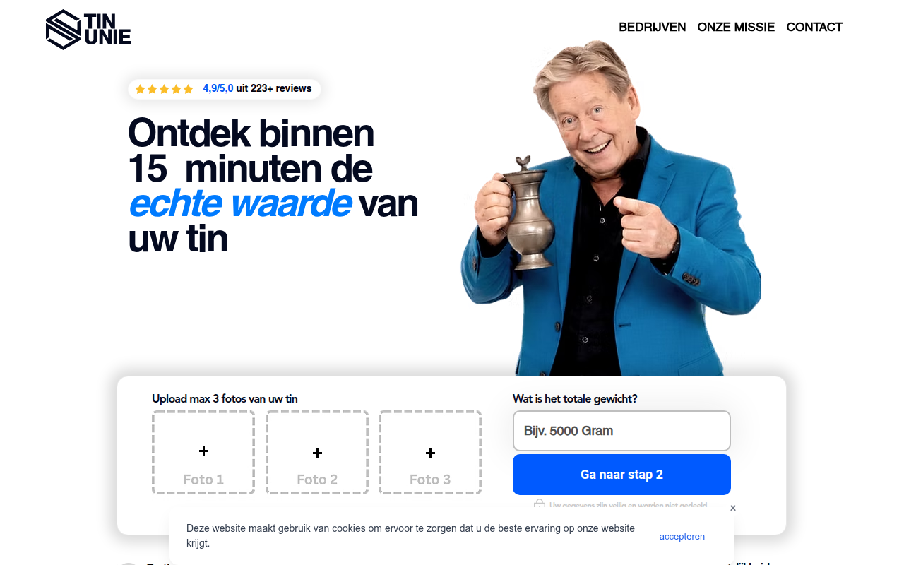 Screenshot van tinunie.nl