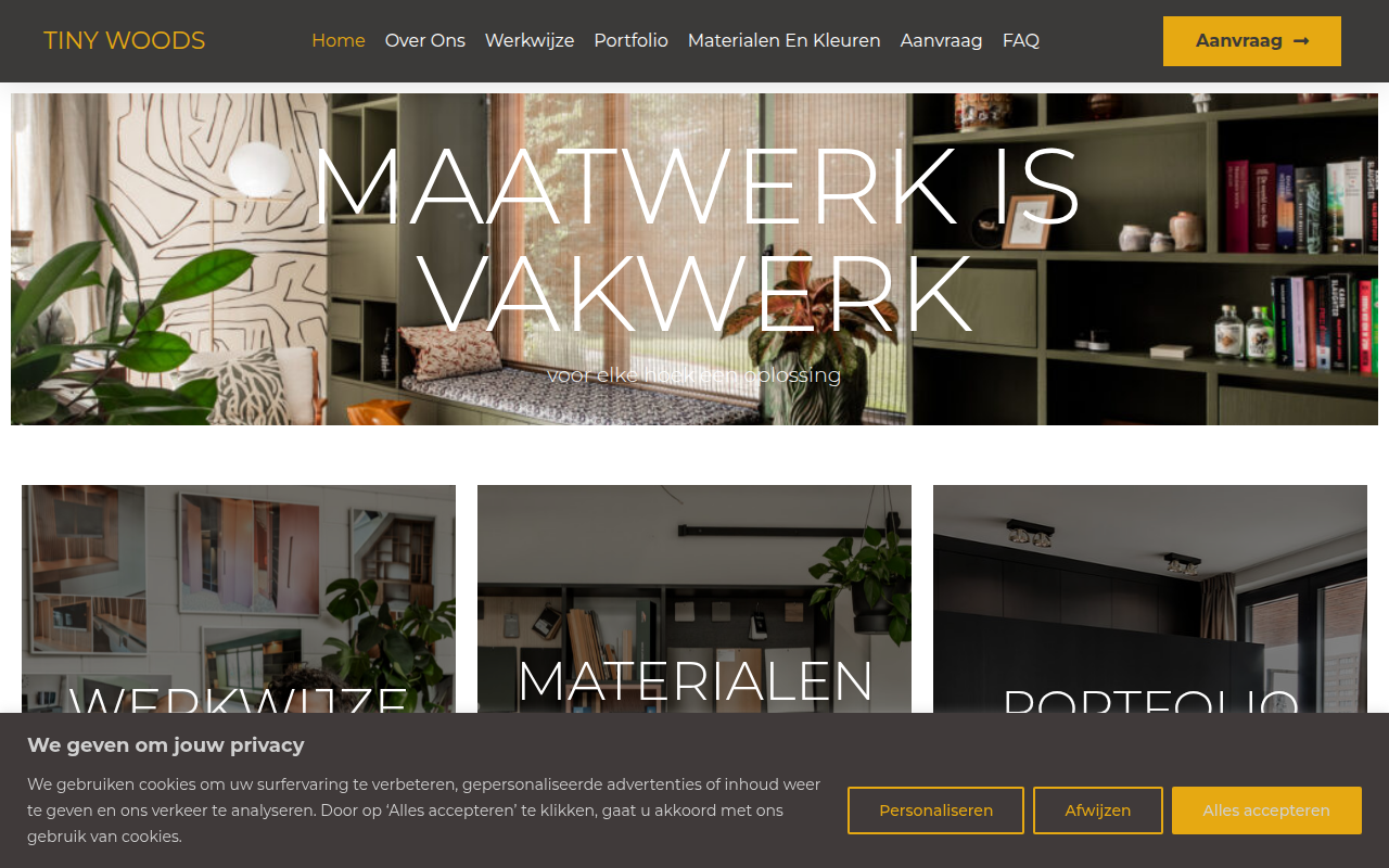 Screenshot van tinywoods.nl