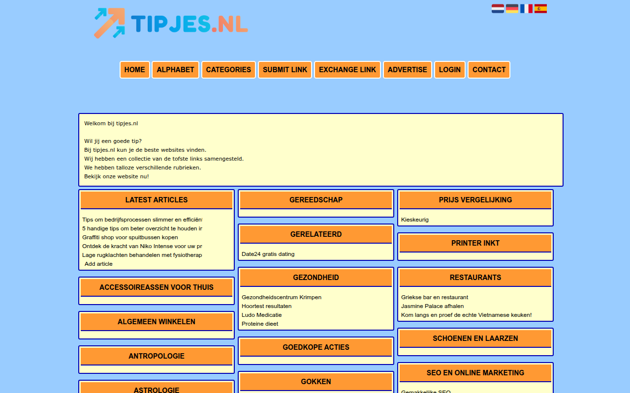 Screenshot van tipjes.nl