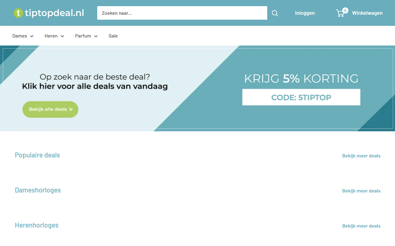 Screenshot van tiptopdeal.nl