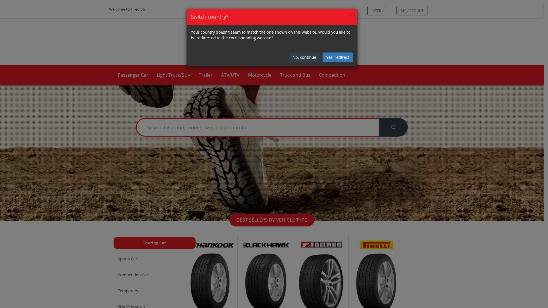 Screenshot van tireclub.com