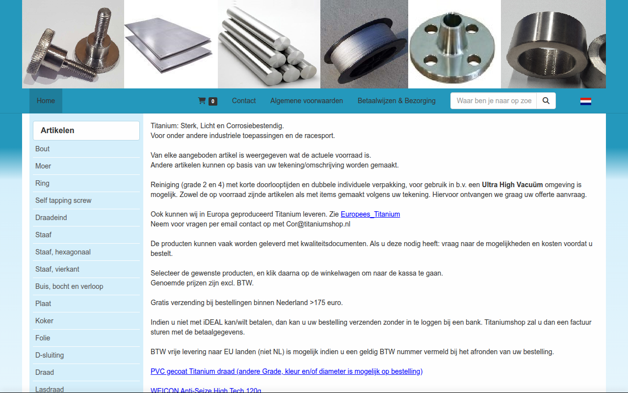 Screenshot van titaniumshop.nl