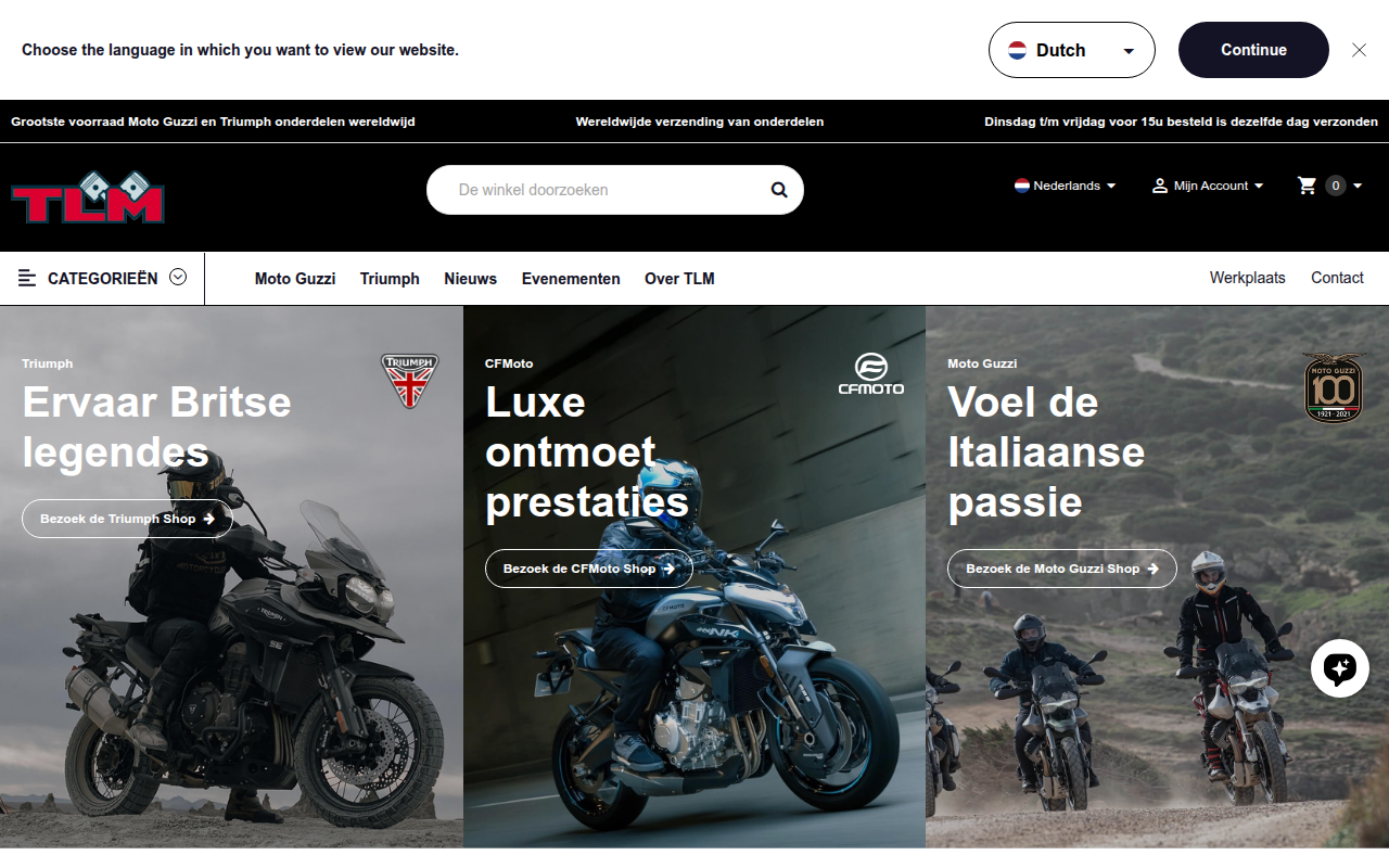 Screenshot van tlm.nl