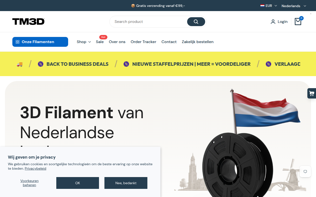 Screenshot van tm3dfilament.nl