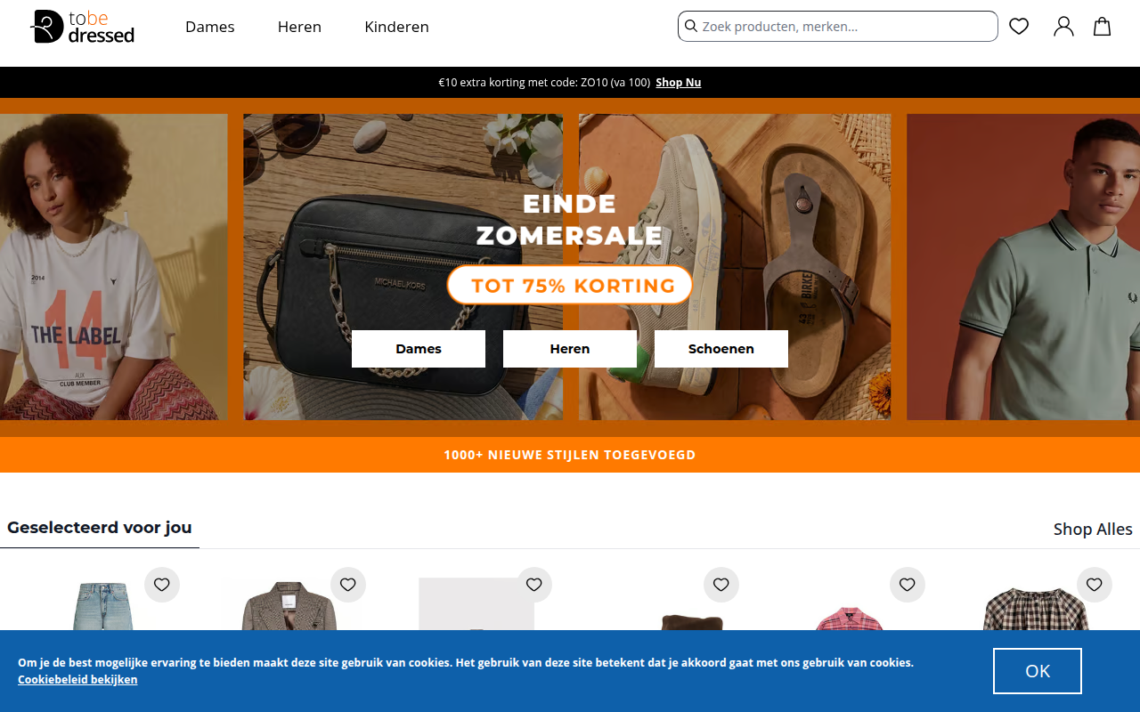 Screenshot van to-be-dressed.nl