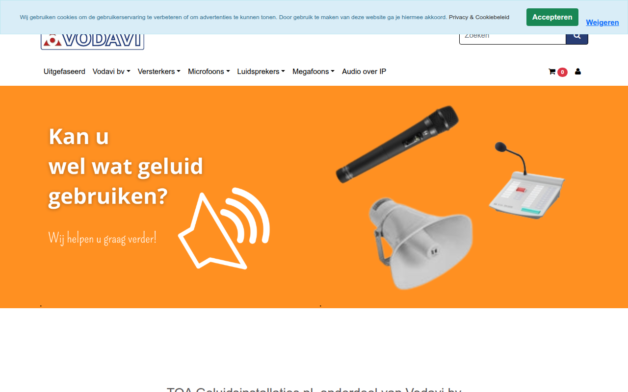 Screenshot van toa-geluidsinstallaties.nl