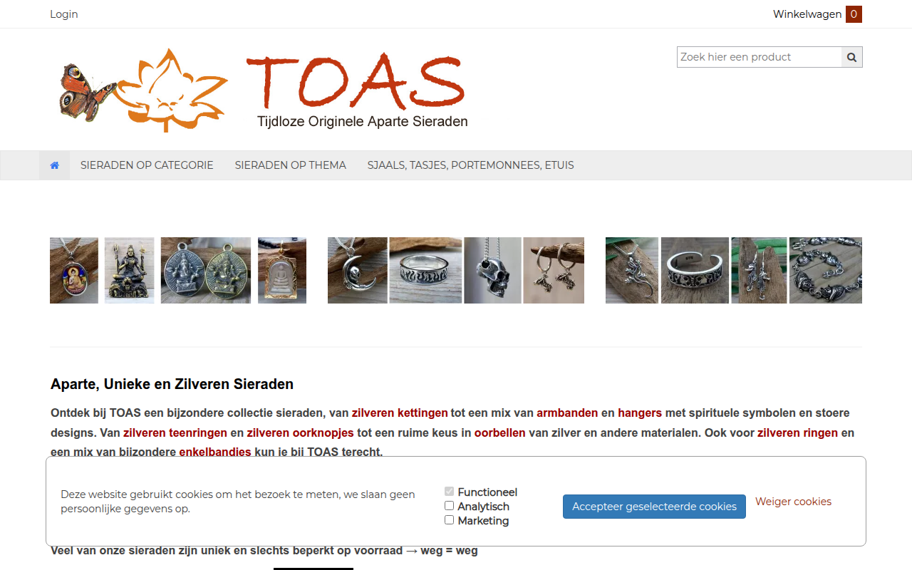 Screenshot van toas.nl