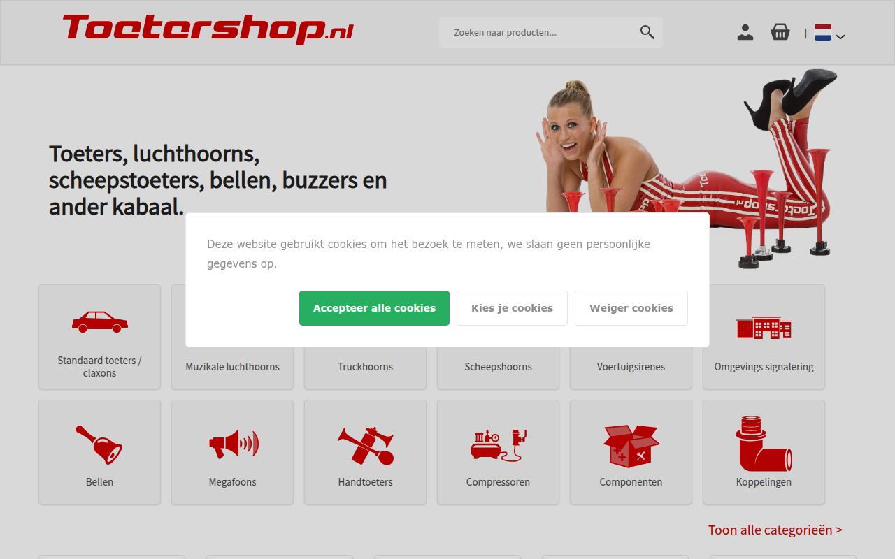 Screenshot van toetershop.nl