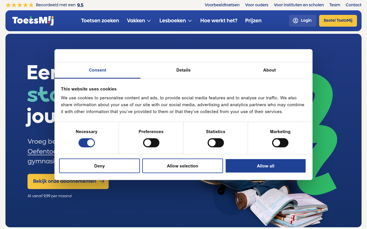 Screenshot van toets-mij.nl