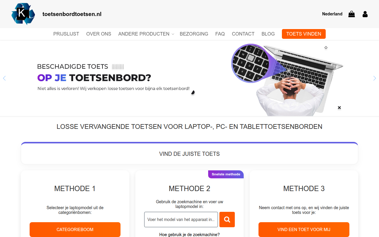 Screenshot van toetsenbordtoetsen.nl