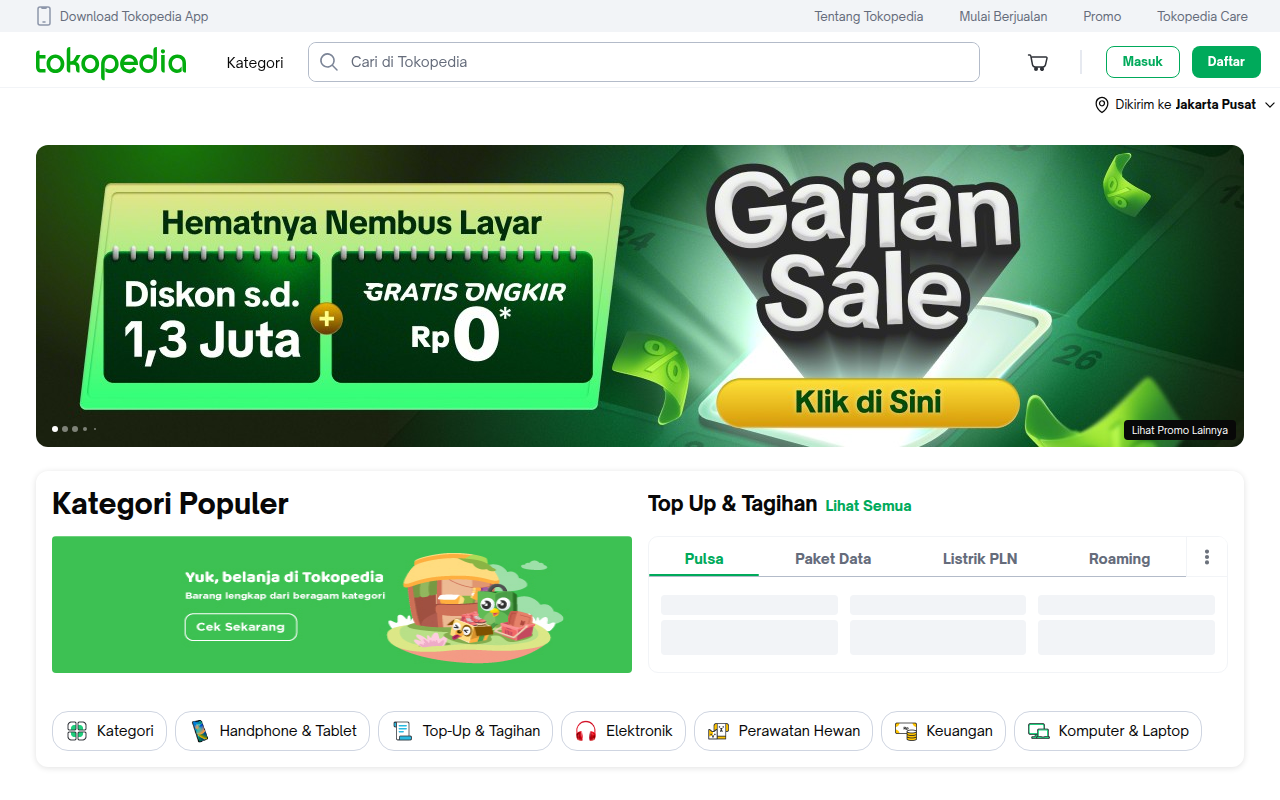 Screenshot van tokopedia.com
