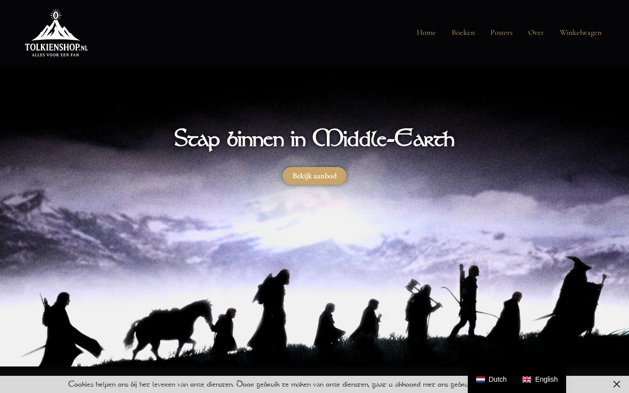 Screenshot van tolkienshop.nl