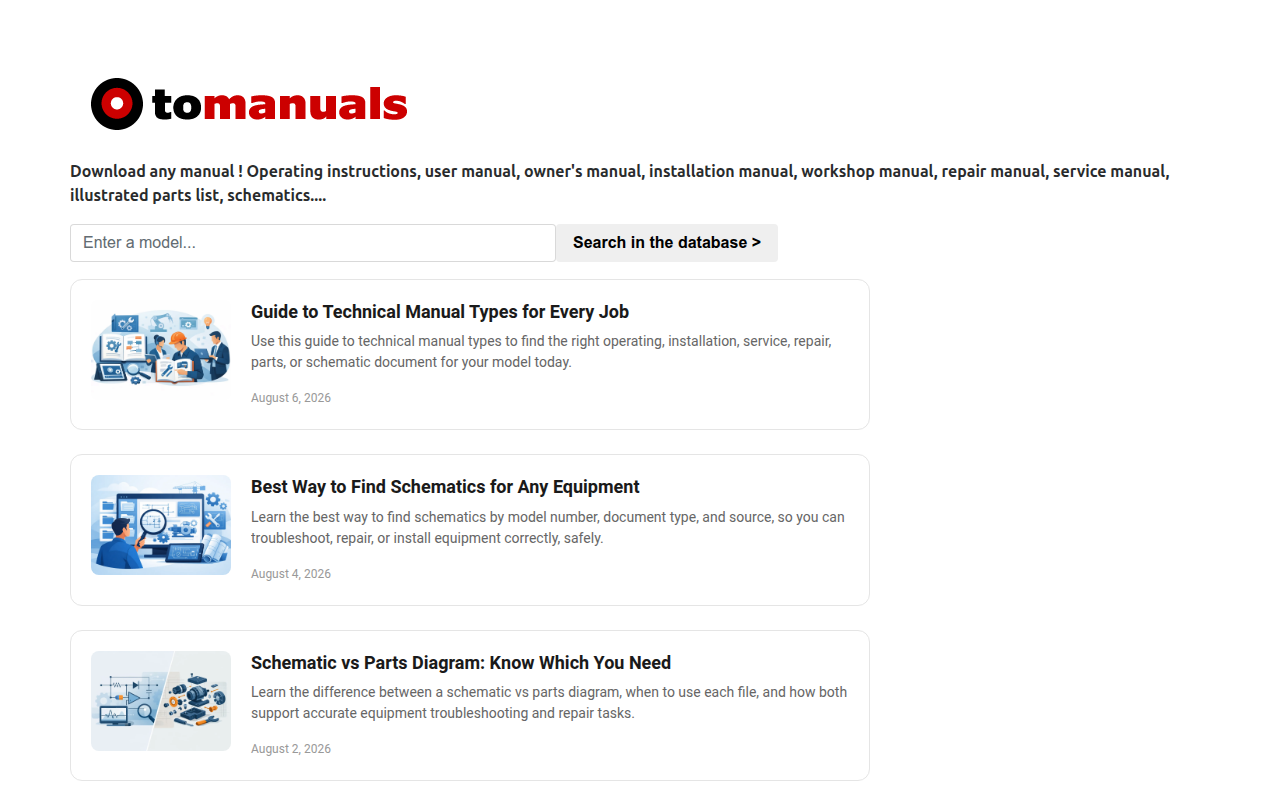 Screenshot van tomanuals.com