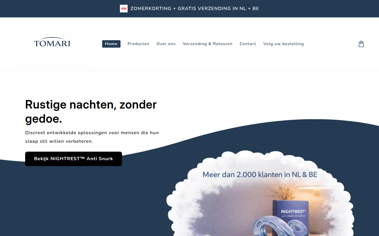 Screenshot van tomari.nl
