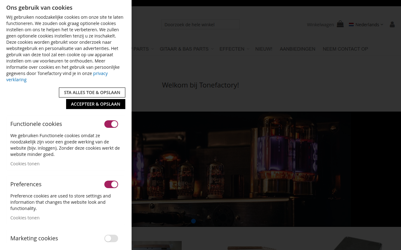 Screenshot van tonefactory.nl