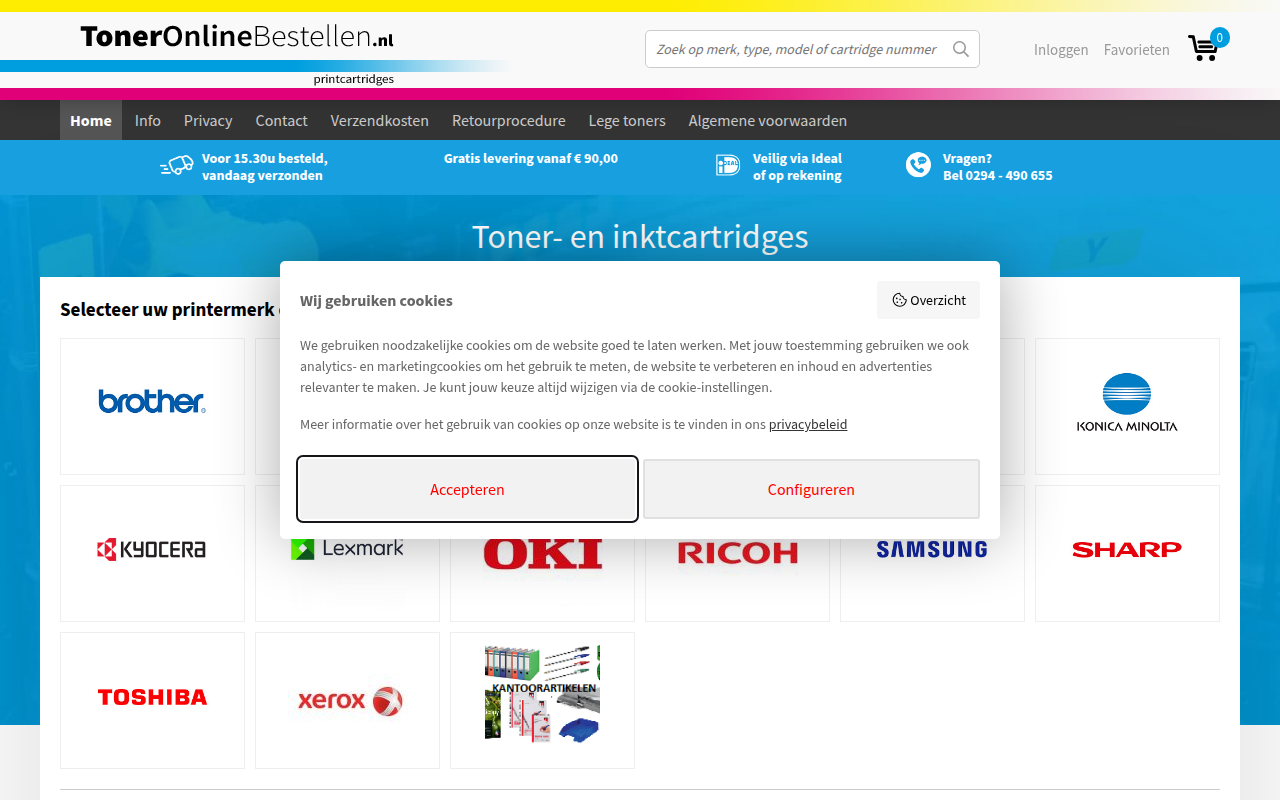 Screenshot van toneronlinebestellen.nl