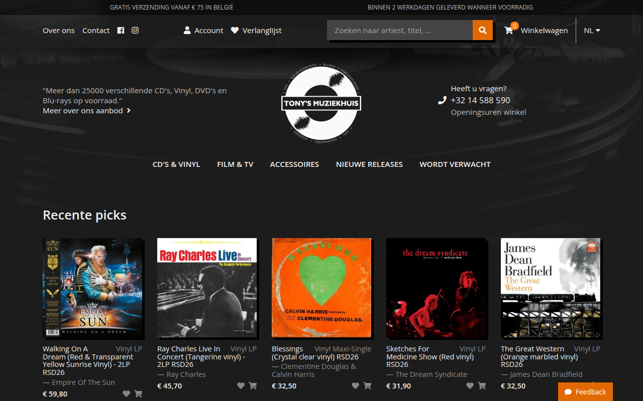 Screenshot van tonysmuziekhuis.be