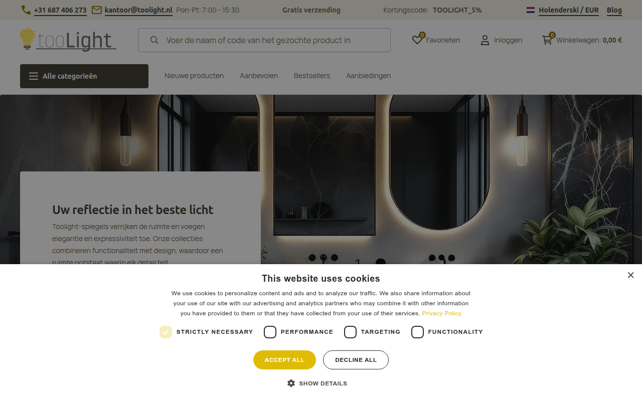 Screenshot van toolight.nl