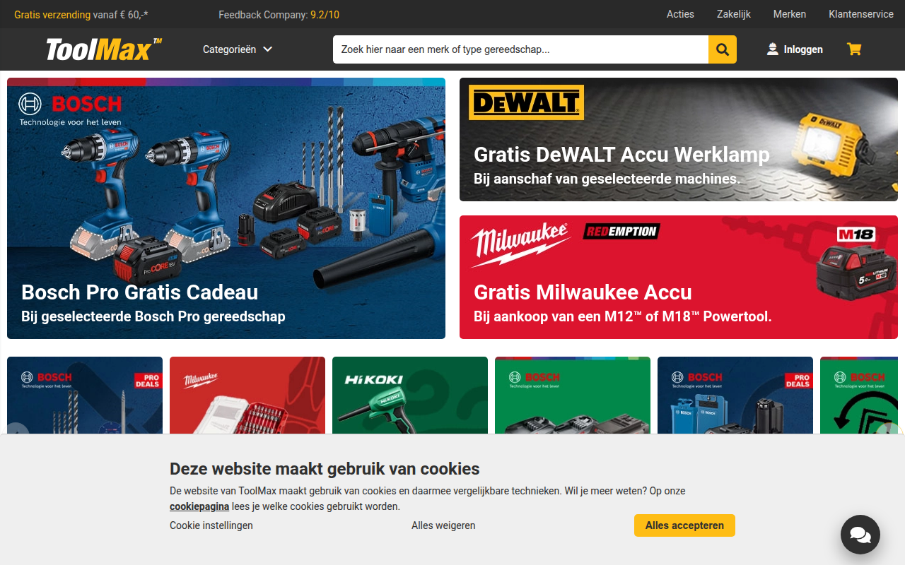 Screenshot van toolmax.nl