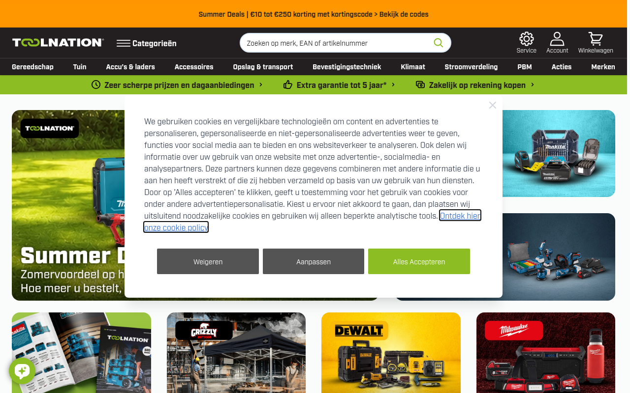 Screenshot van toolnation.nl