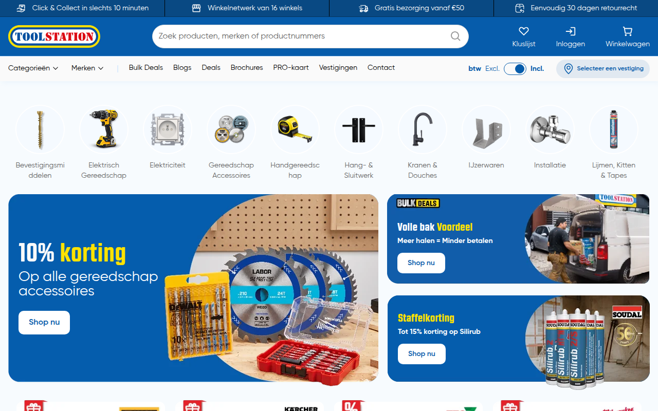Screenshot van toolstation.be