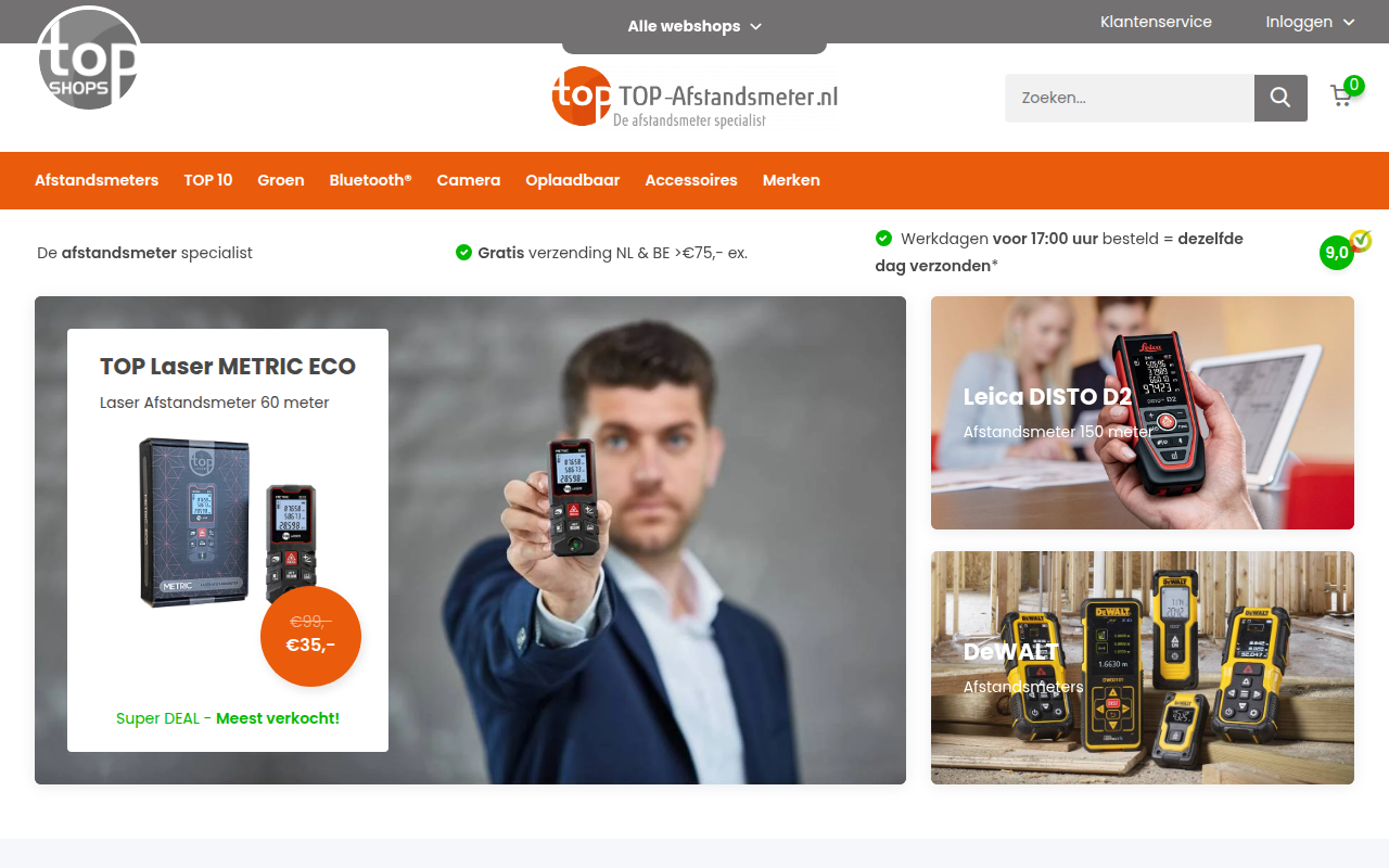 Screenshot van top-afstandsmeter.nl