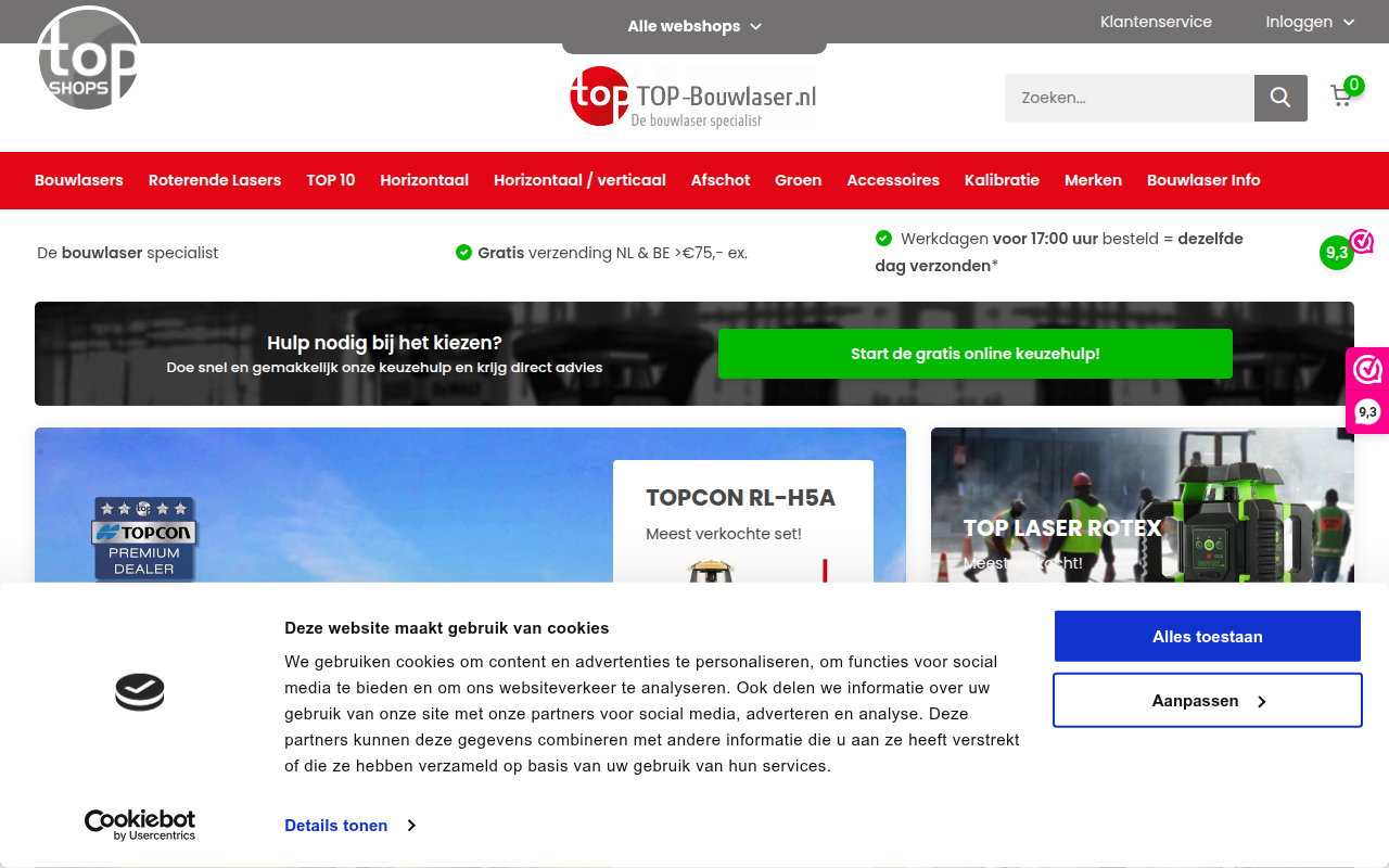 Screenshot van top-bouwlaser.nl