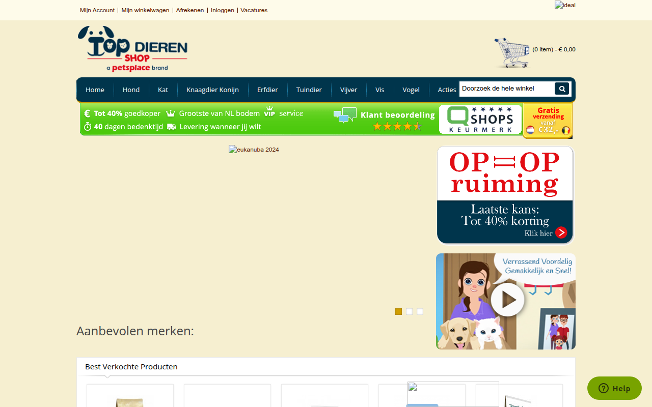 Screenshot van topdierenshop.be