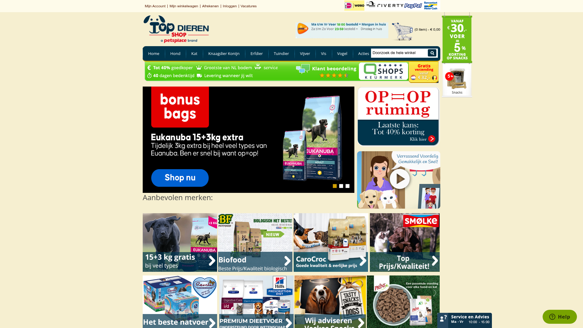 Screenshot van topdierenshop.nl