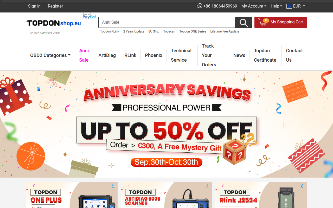 Screenshot van topdonshop.eu