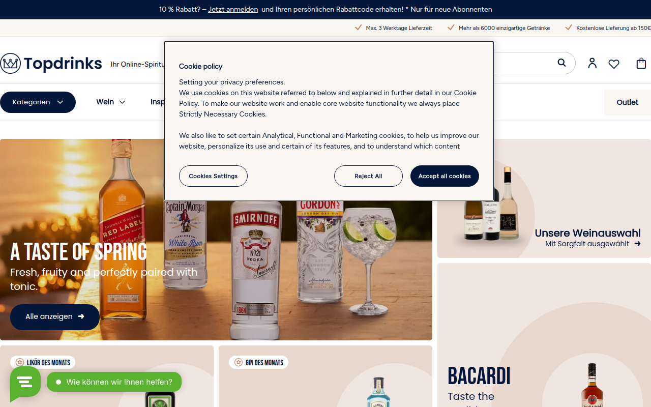 Screenshot van topdrinks.de