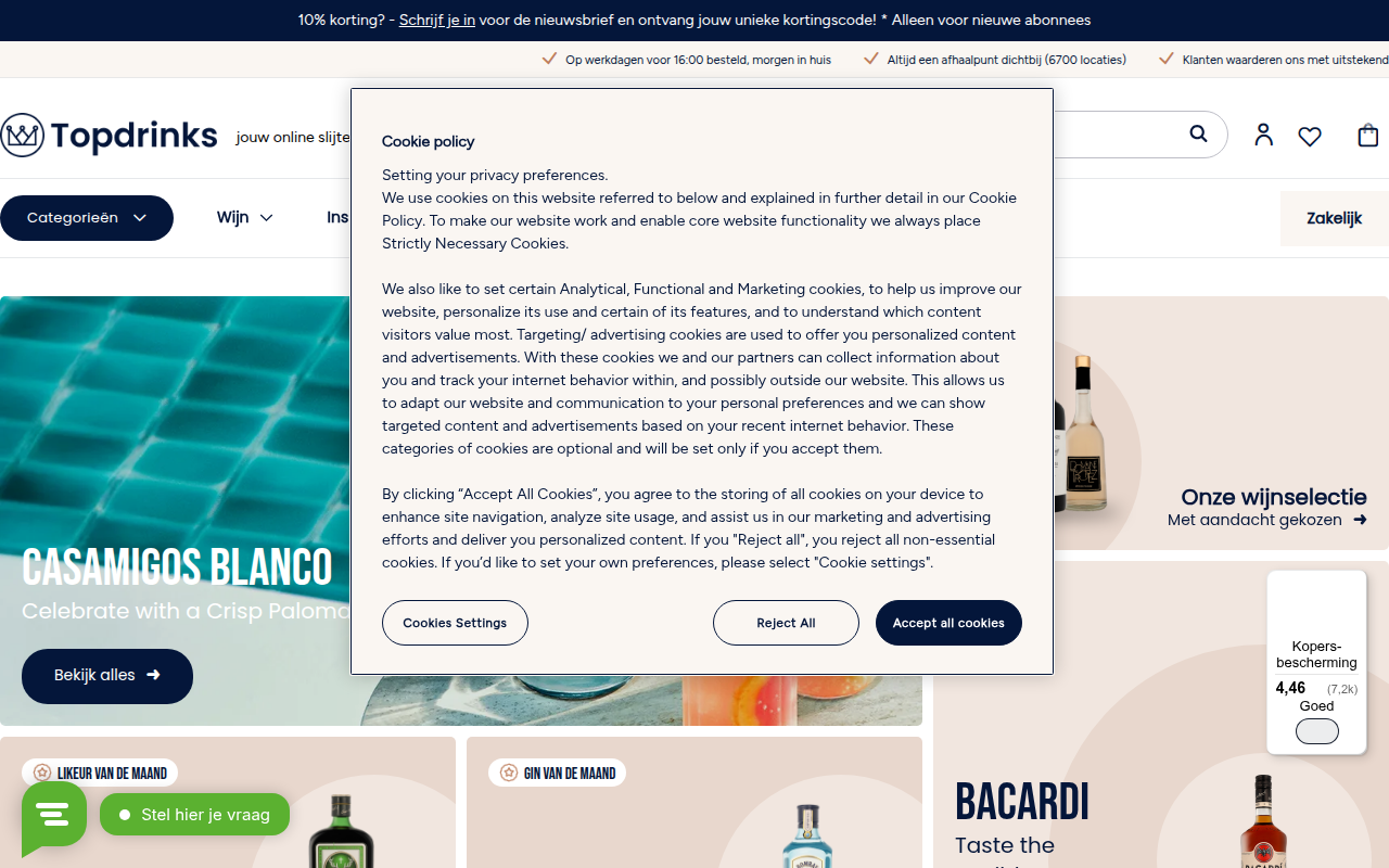 Screenshot van topdrinks.nl