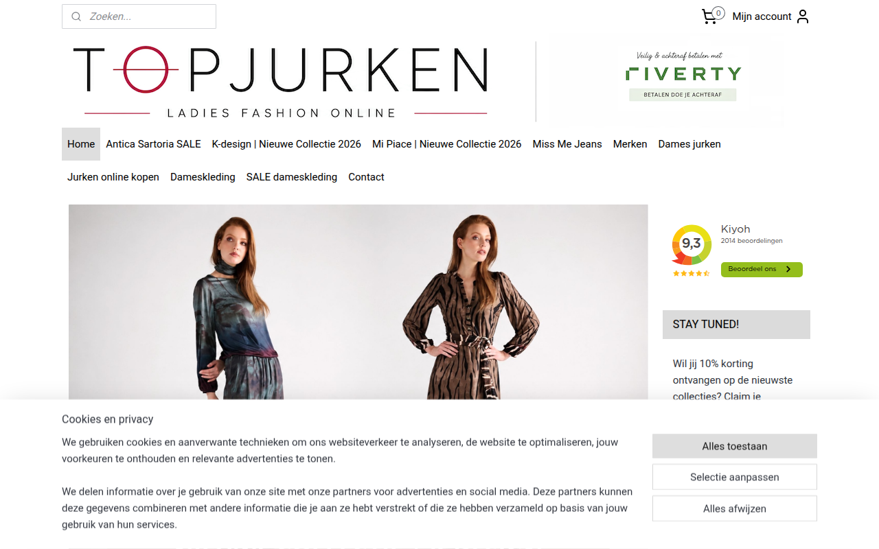 Screenshot van topjurken.nl