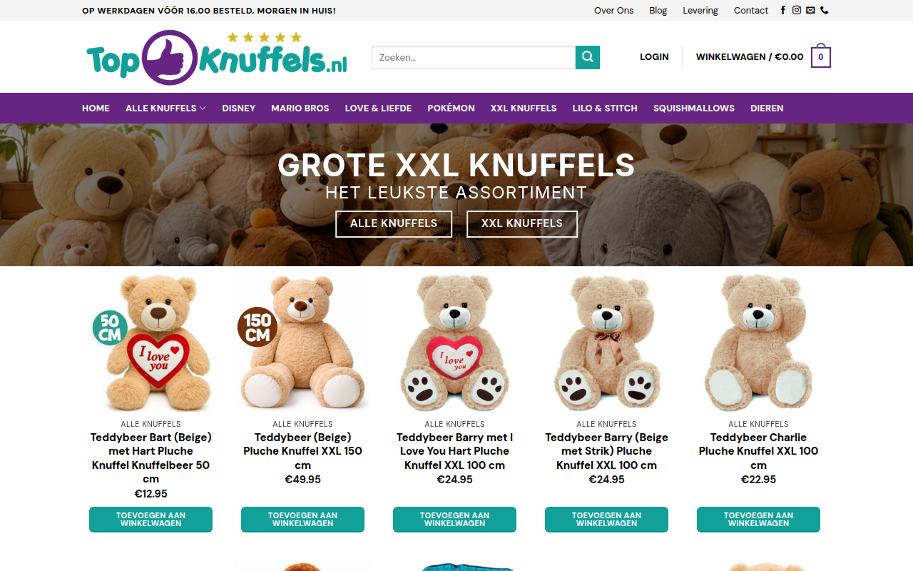 Screenshot van topknuffels.nl