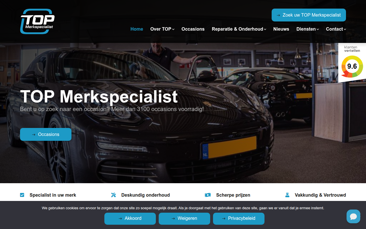 Screenshot van topmerkspecialist.nl
