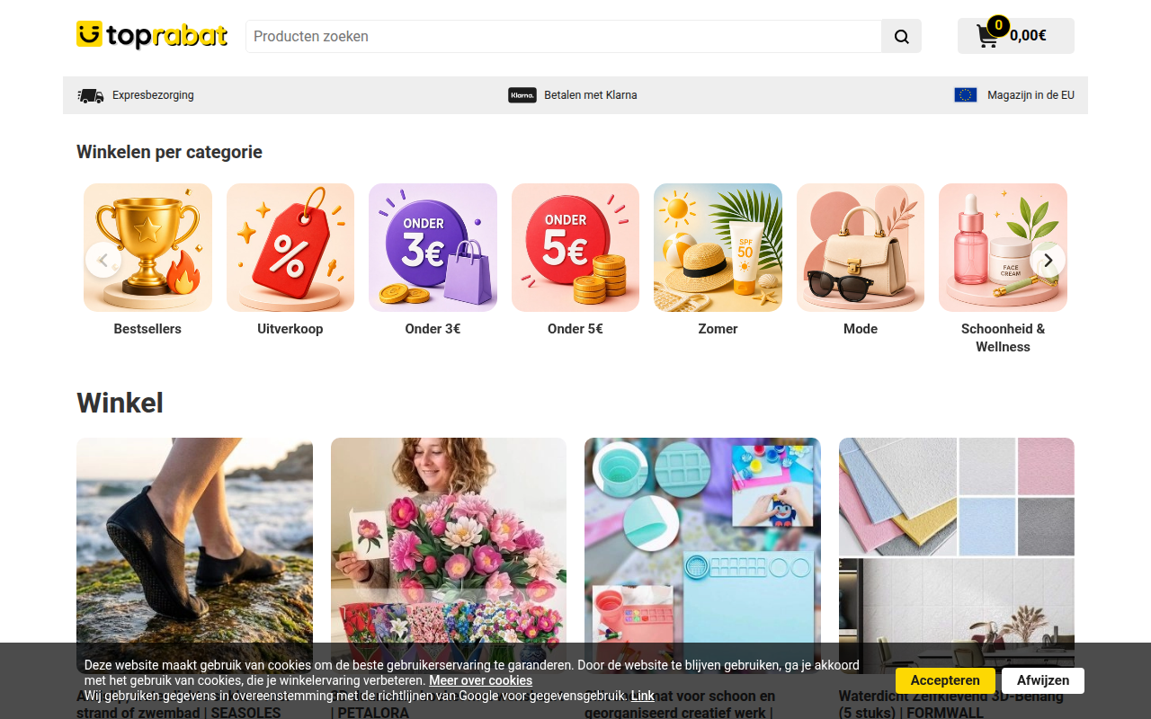 Screenshot van toprabat.nl