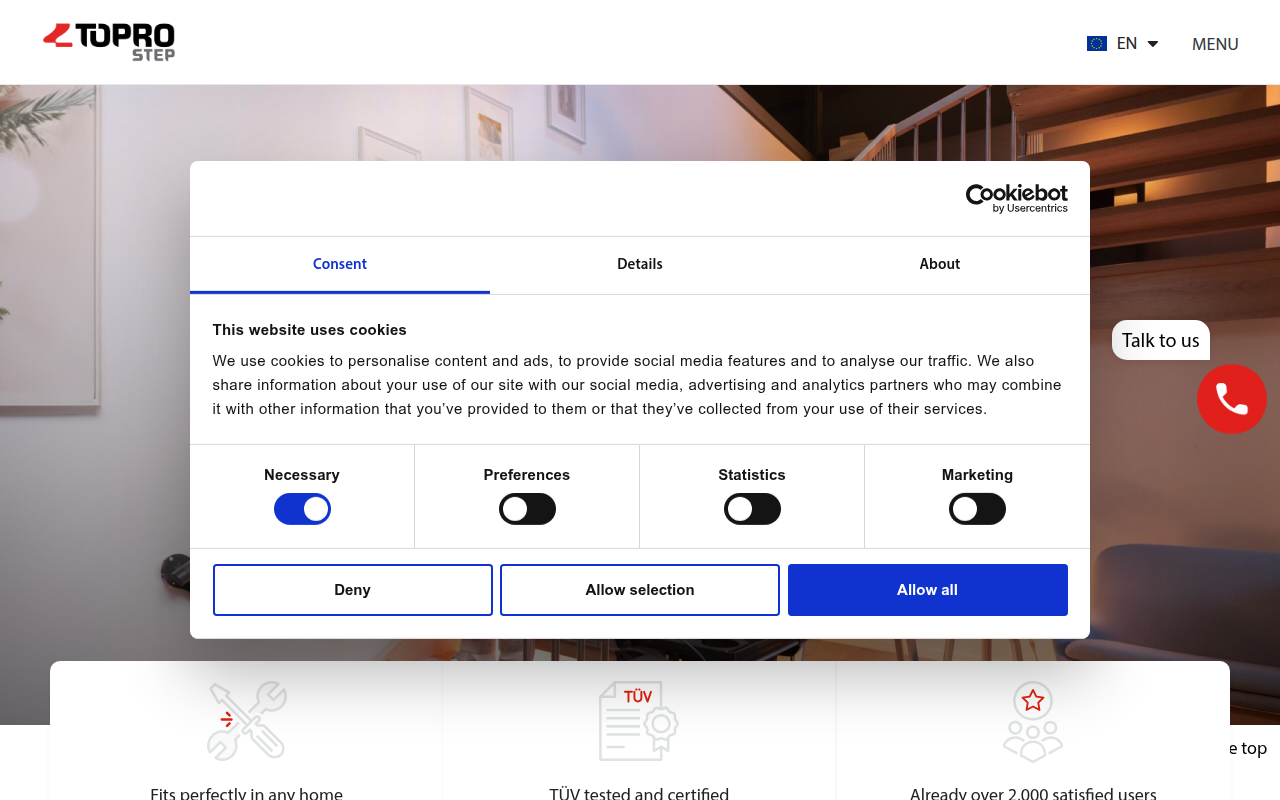 Screenshot van toprostep.com