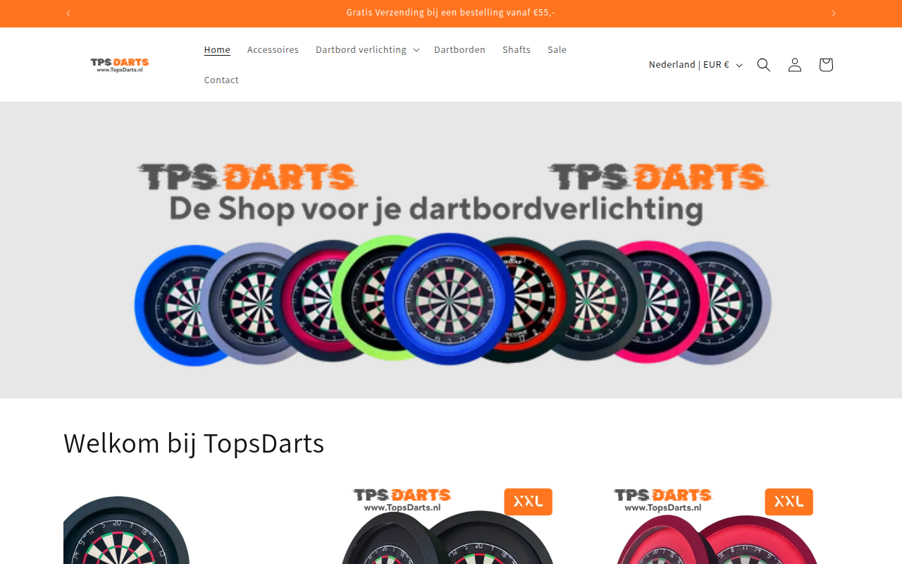Screenshot van topsdarts.nl