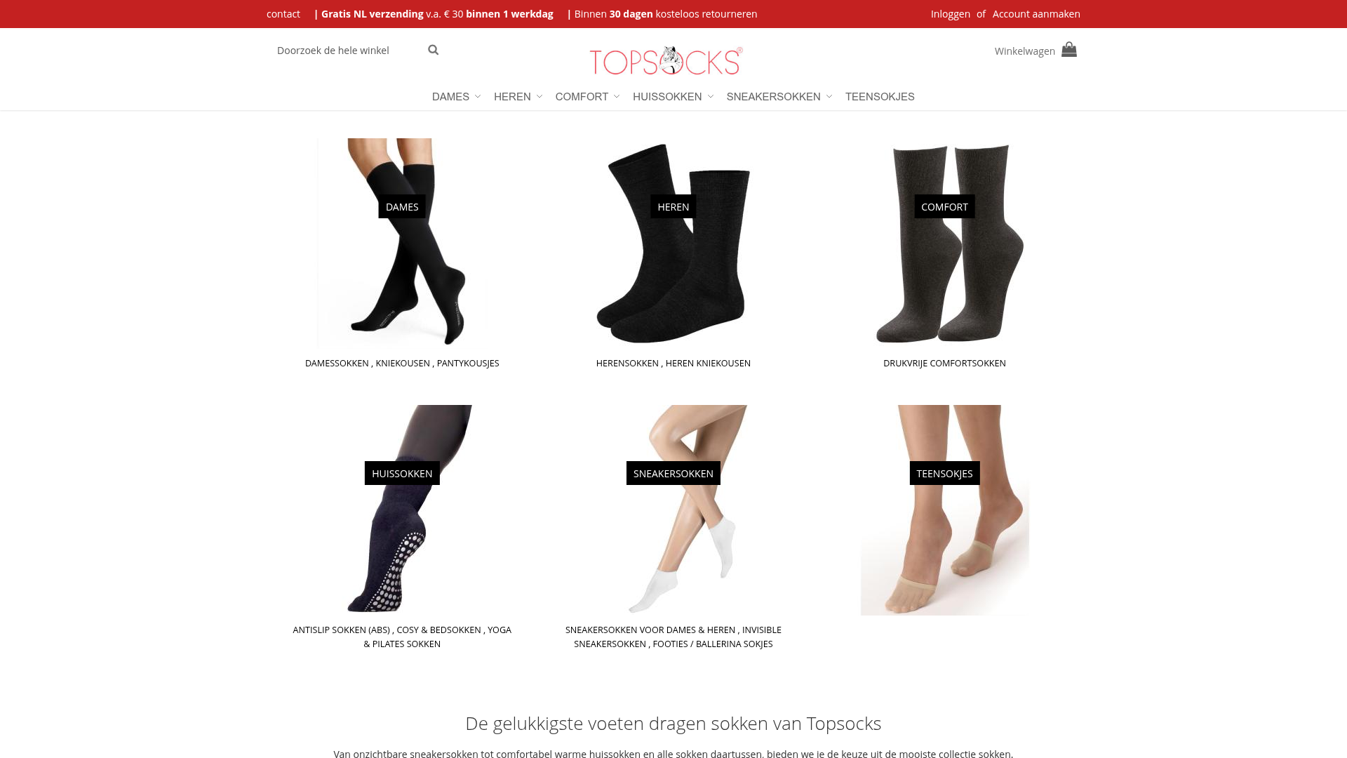 Screenshot van topsocks.nl