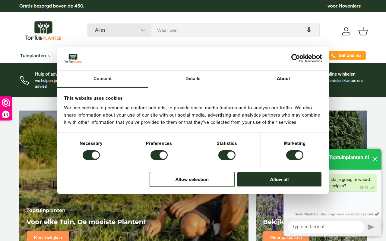 Screenshot van toptuinplanten.nl