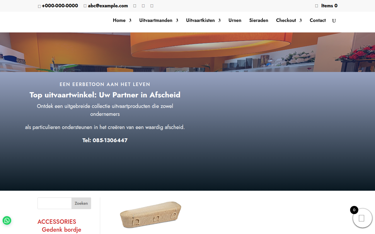 Screenshot van topuitvaartwinkel.nl