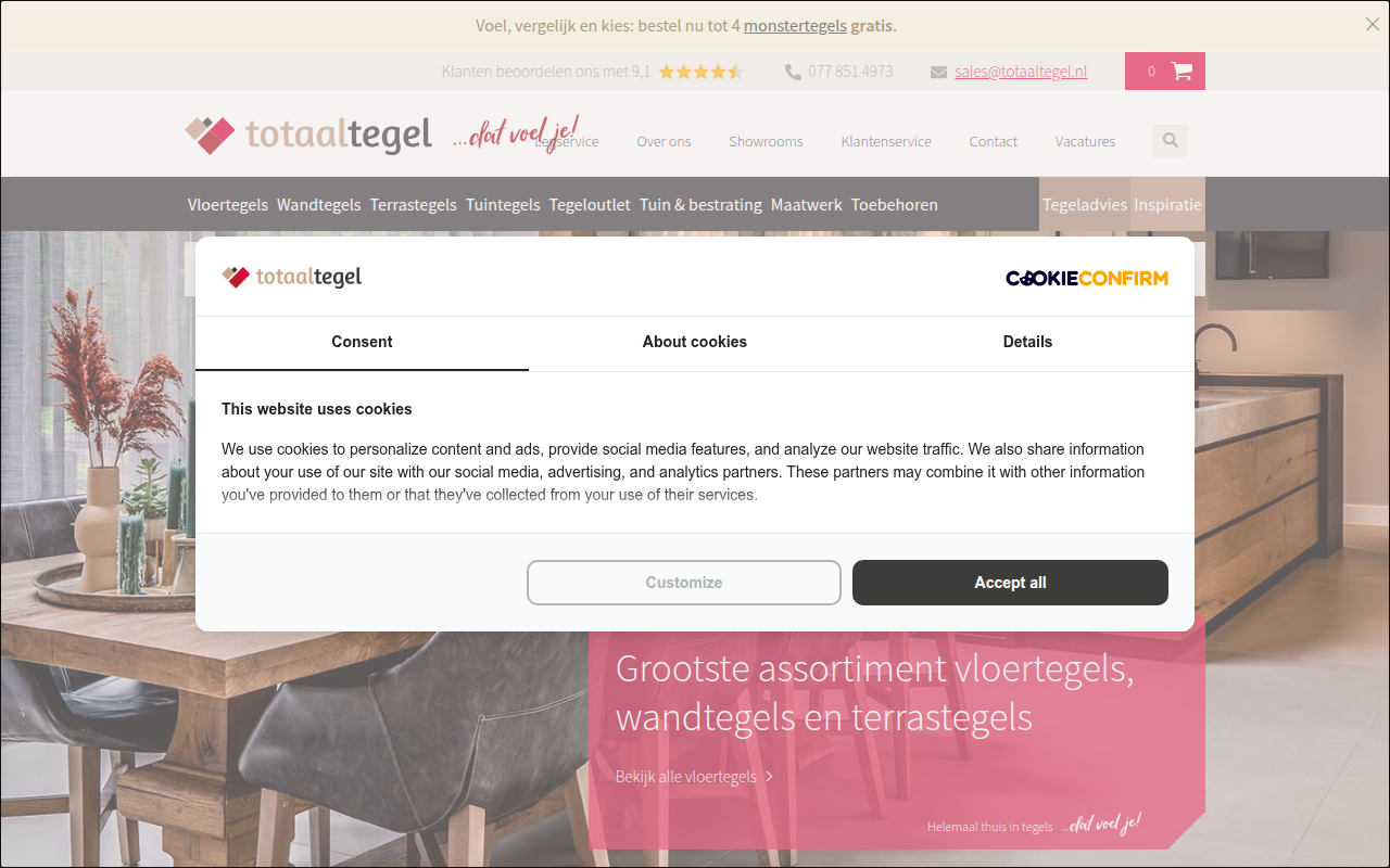 Screenshot van totaaltegel.nl