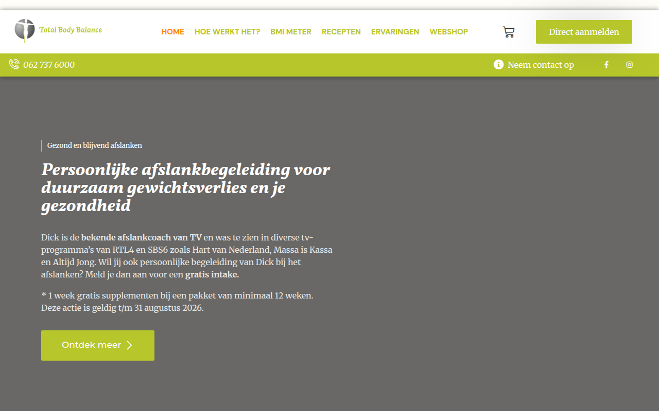 Screenshot van totalbodybalance.nl