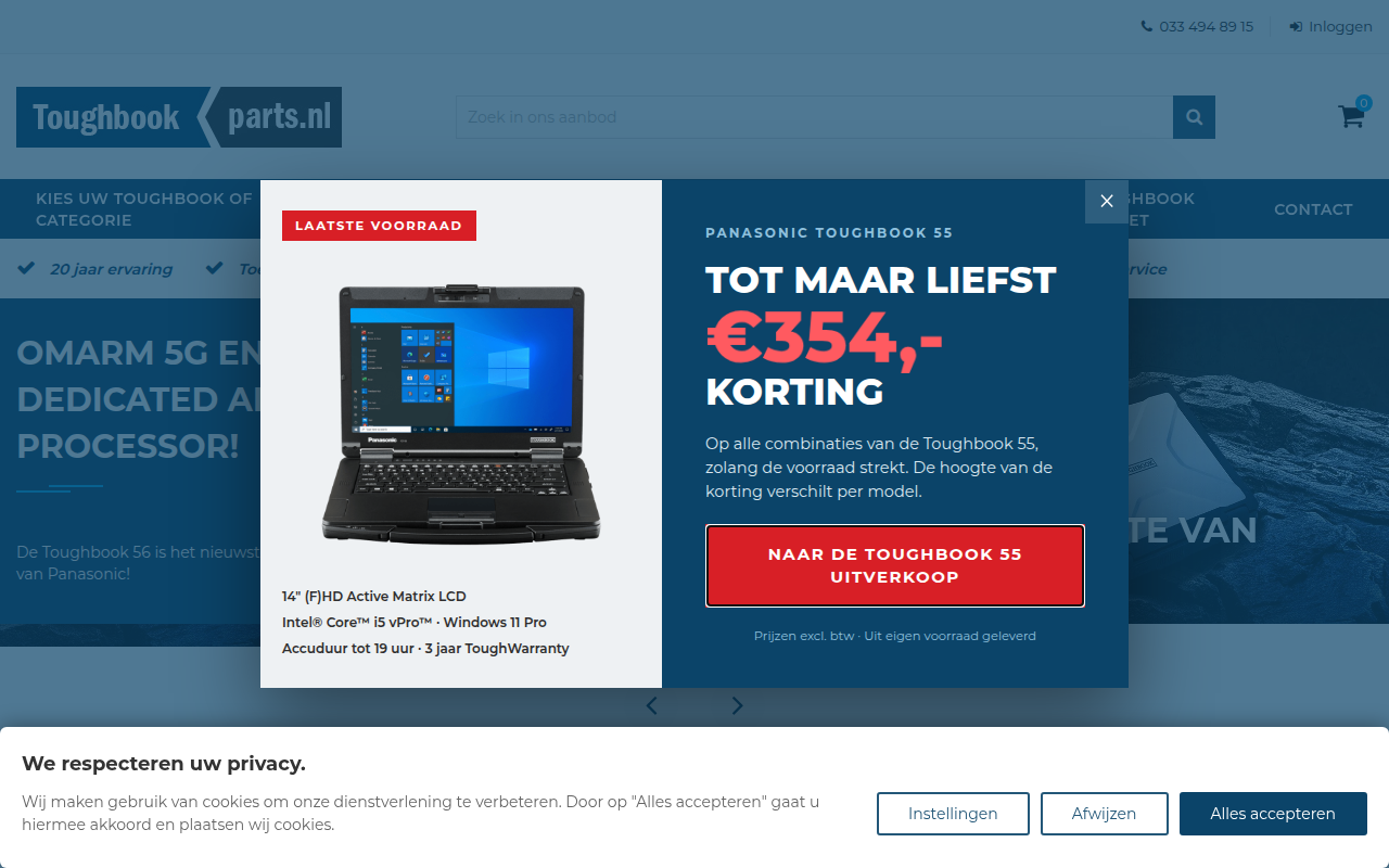 Screenshot van toughbookparts.nl