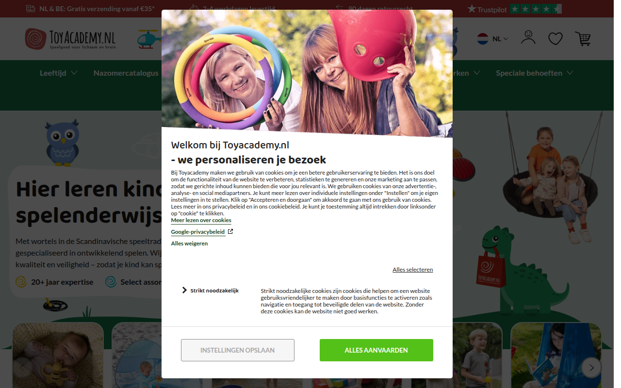 Screenshot van toyacademy.nl