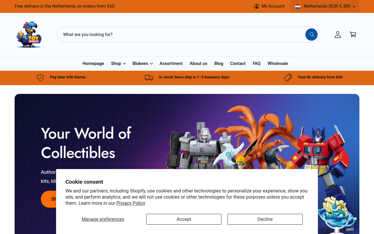 Screenshot van toyhaven.nl